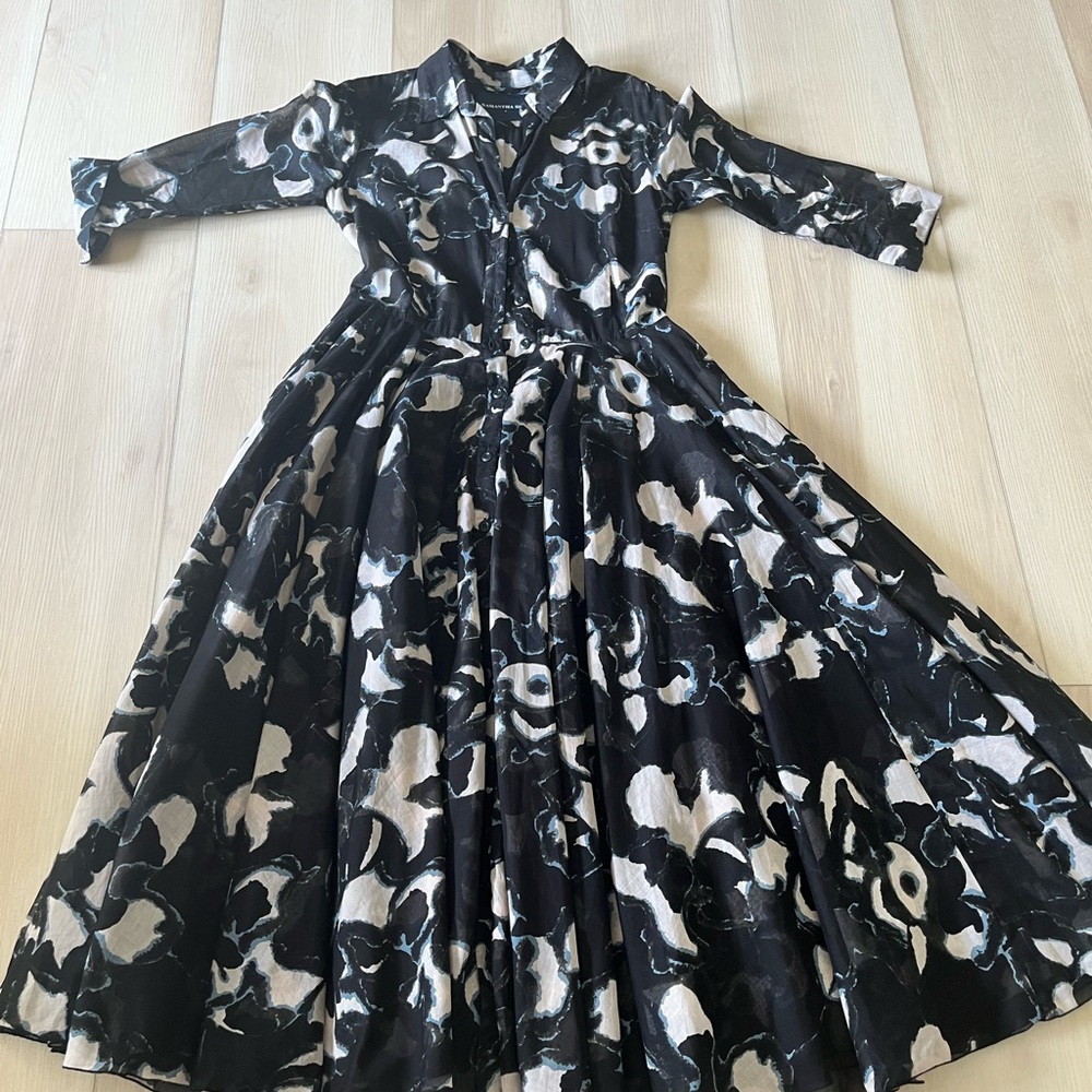 Elegant Black and White Floral Dress